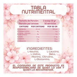 Aminoácidos Bcaas + Glutamina Powe Her 1kg De 50 Serv.