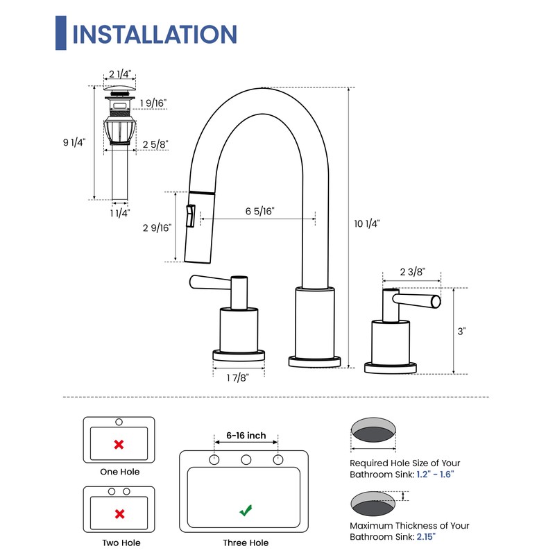 FELIXBATH Bathroom Faucet with Sprayer, Matte Black Bathroom Faucet 3