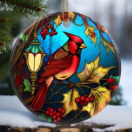 Touber Cardinal 2023 Ornament, 2023 Christmas Ornament, Christmas Decoration, Holiday Present Idea, Heirloom Keepsake, Round Ceramic, Gift Exchange, Bauble Present, Gift Idea, Cardinal