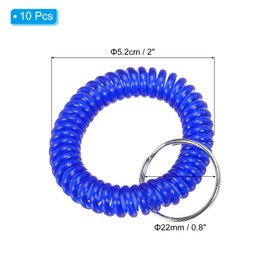 PATIKIL Spiral Wrist Coil Keychain, 10 Pack Plastic Stretchable Wristband Wristlet Key Ring Holder for Outdoor Sport Gym Pool Sauna, Clear Blue