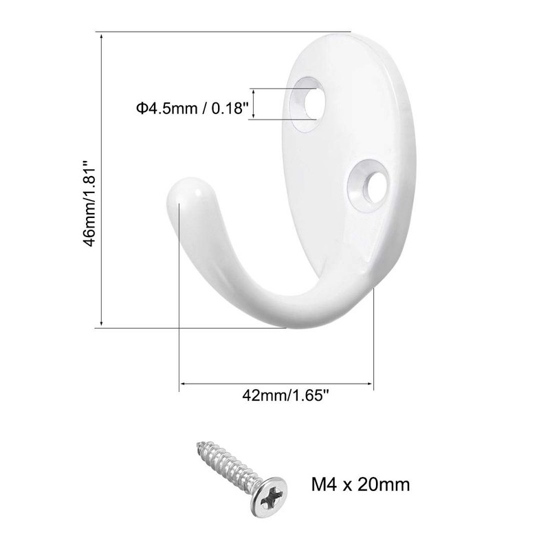 sourcing map 4 Pcs Wall Mounted Hook Robe Hooks Single