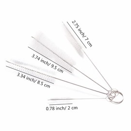 4 Pack Stainless Steel White Bristle Aquarium Tank Cleaning Brush, Nylon Long Fish Tank Tube Washing Brush Cleaner Clean Tool for Kitchen Sink, Glasses, Drinking Straws, Teapot Brush