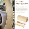 Ferianl Genuine Leather Steering Wheel Cover, 15 Inch Hand Sewing
