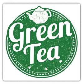 Square Stickers (Set of 2) 10cm - Green Tea Healthy Organic Tea Cup Fun Decals for Laptops,Tablets,Luggage,Scrap Booking,Fridges, 5171