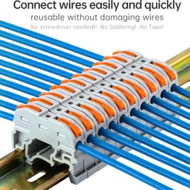 GKEEMARS DIN Terminal Blocks, Universal Wiring Connector Lever Wire Connectors KV-121 (50 Pcs)