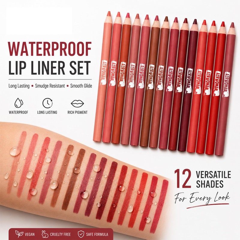 FORSEEKUP Lip Liner Set,Matte Nude Pink Brown Lip Pencils,01-12PCS
