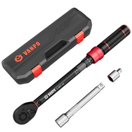 VANPO 3/8-Inch Drive Click Torque Wrench, 5-45 Ft-Lb/6.8-61Nm, ±3% Accuracy, Dual-Direction, 72 Tooth, Aluminum Adjustable Torque Wrench for Bike, Motorcycle, Car Spark