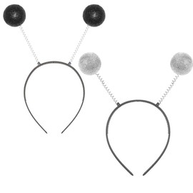 2PCS Alien Headband Martian Antenna Headband Bopper Costume Accessory for Everybody(Black and Silver)