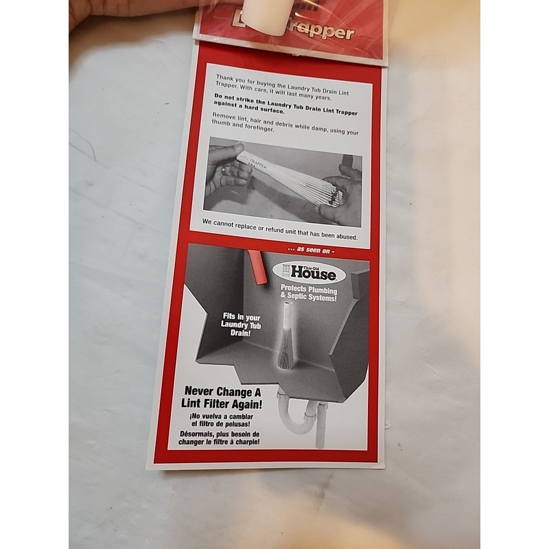 Laundry Tub Drain Lint Trapper Reusable Made In USA
