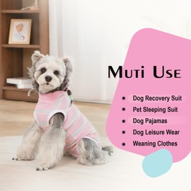 Dog Surgery Recovery Suits, Sleeveless Dog Recovery Suit Female, E-Collar & Cone Alternative Surgical Suit for Small and Medium Dogs After Surgery, Striped Doggie Onesie Pajamas