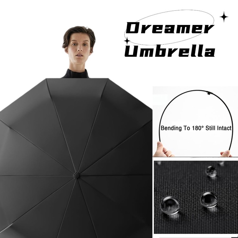 erised's bifrost Fast Folding Automatic Travel Compact Umbrella With Fixed