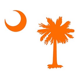 Applicable Pun Palmetto Tree and Moon SC Flag South Carolina - Vinyl Decal for Outdoor Use on Cars, ATV, Boats, Windows and More - Orange 11 inch