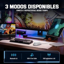 BLIZZARD Tribe Mouse Gaming Ultraligero de 49g, Mouse Inalámbrico con BT/2.4G/Cableado, Gaming Mouse DPI Hasta 26000, Ratón Gamer Programable de YGK01