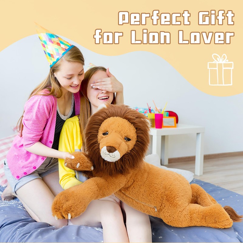 Tezituor 43.3inch Giant Lion Stuffed Animals, Realistic Large Stuffed Lion