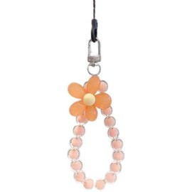 Colorful Flower Daisy Transparent Beaded Phone Charm Y2K Cute Phone Strap Pink Yellow Green Daisy Lanyard Jewelry Keychain Charm for Women -pure orange