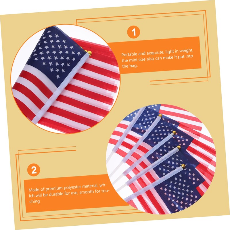 Kisangel Usa Flags Hand Waving 25pcs Mini American Flags Polyester