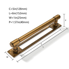 khtumeware 5 Pack 5 inch (128 mm) Center to Center Antique Brass Cabinet Pull Backplate with Base Plate Zinc Vintage Kitchen Cabinet Handles Drawer Pulls Cabinet Hardware