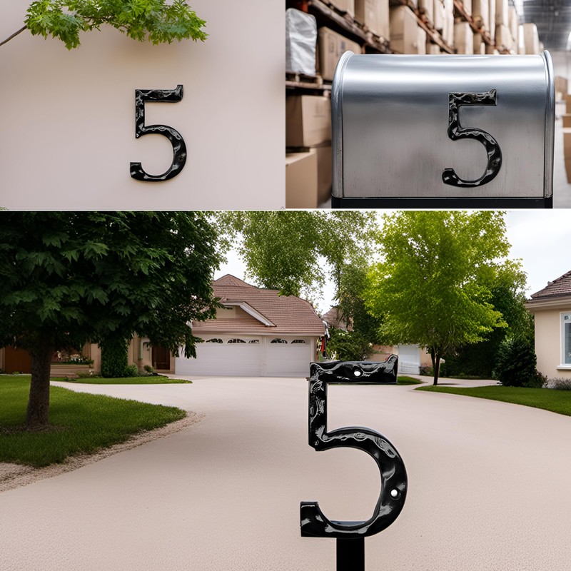 House Numbers- Solid Outside Cast Iron Address Number-5.5 Inch Metal