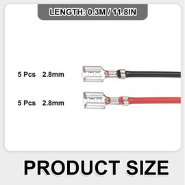 MECCANIXITY 10Pcs Double Head Female Spade Crimp Terminal with Insulating Sleeve 2.8mm, Female Spade Quick Connector Assortment Kit with 30cm Wires, Flame Retardant Cover