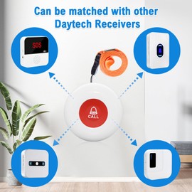 DAYTECH Caregiver Call Button Wireless Emergency Panic Button for Seniors 2PCS, Can Be Paired with Daytech Receivers