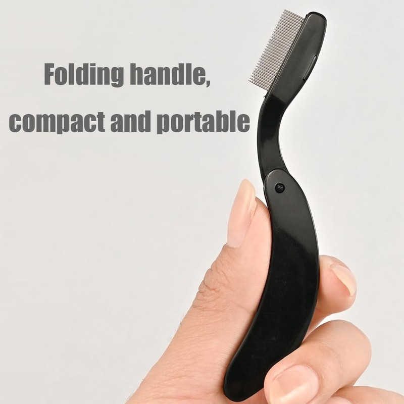 Pack of 2 Foldable Eyelash Brushes, Black Eyelash Brushes, Portable