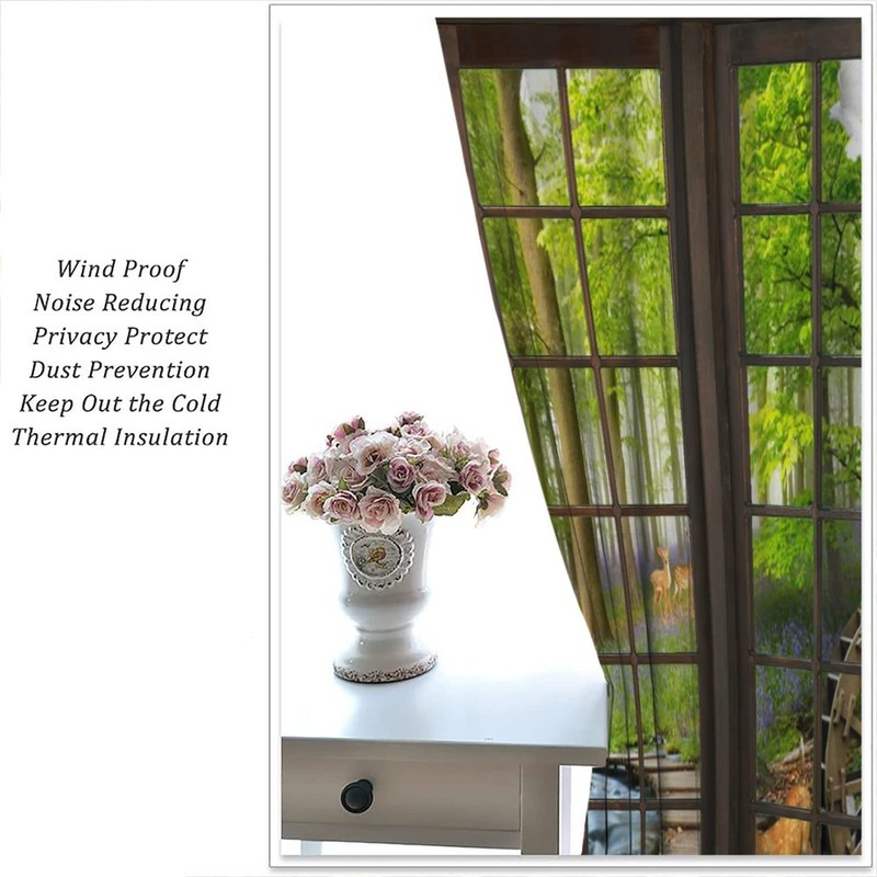 AuiMzoo Landscape Curtains, 3D Window Spring Forest Wildlife Nature Scenery,