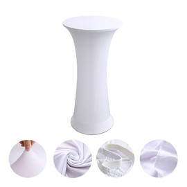 LIFEDX Spandex Cocktail Table Cover,Round Cocktail Tablecloth Stretch Tablecloths Fitted High Top Round Bar Table for Wedding Party Banquet Birthday Outdoor Party,White,1Pc