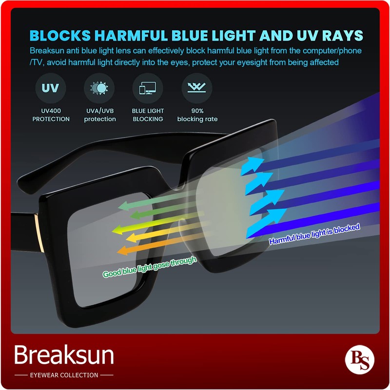 Breaksun - Gafas de luz azul de gran tamaño para