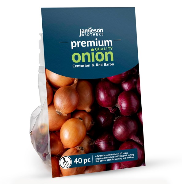 Twin Pack of Centurion and Red Baron Onion Sets (2 x20 Bulbs) - - Grow Your Own Onions – for Cooking, Salads, Garnish & Casseroles – Ready to Plant in Gardens & Allotment…