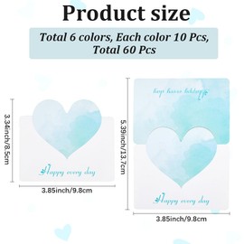 GORGECRAFT 60Pcs 6 Styles Heart Greeting Cards Love Design Letter Writing Stationery Paper Happy Every Day Best Wishes Valentine's Day Birthday Gift Note Cards for Anniversary Wedding 8.5 x 9.8cm