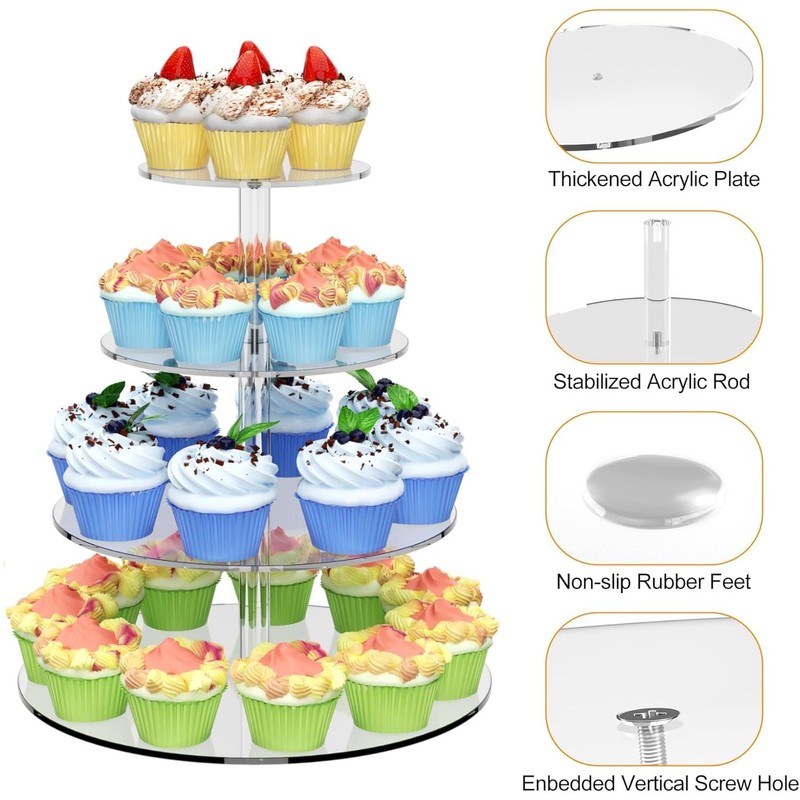 LATERN 4 Tier Round Acrylic Cupcake Stand