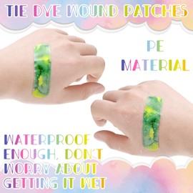Panelee 120 Pcs Kids Bandages Bulk Cute Cartoon Flexible Waterproof Breathable Bandages Strip Protect Cuts and Scrapes for Girls Boys Children Toddlers(Tie Dye Style)