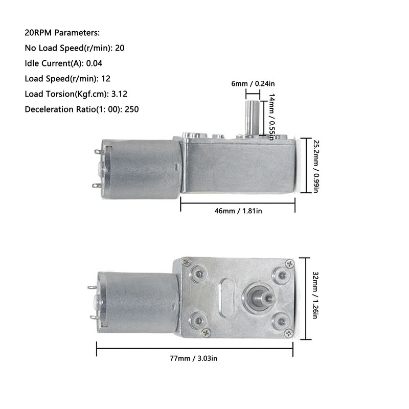 Worm Gear Motor Self Locking Reversible High Torsion Adjustable Speed