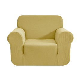 CHUN YI 1 Piece Jacquard Sofa Covers Stretch Fabric Settee cover Furniture Protector for Chair, 1 Seater Sofa Slipcover for Living Room, Checks Durable Spandex Fabric (Chair, Beige)