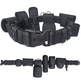 VLJUULJV Duty Belt w/Nylon Tactical Security Guard Utility Belts Rig, Law Enforcement Set with 4 Pcs Keepers Outer Inner Belt