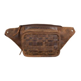 STILORD 'Maya' Gürteltasche Damen Leder stylisch und groß Vintage Bauchtasche für Frauen Handytasche Crossbody Hüfttasche elegant geflochten Echtleder, Farbe:vinto - braun