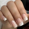 French Tip Press On Nails Fake Nails Short Square with