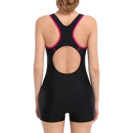 beautyin Plus Size Swimsuit for Women One Piece Swimwear Boyshort Bathing Suit Black