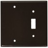 Leviton 2-Gang Brown 1-Toggle / 1-Blank Plastic Standard Wall Plate,