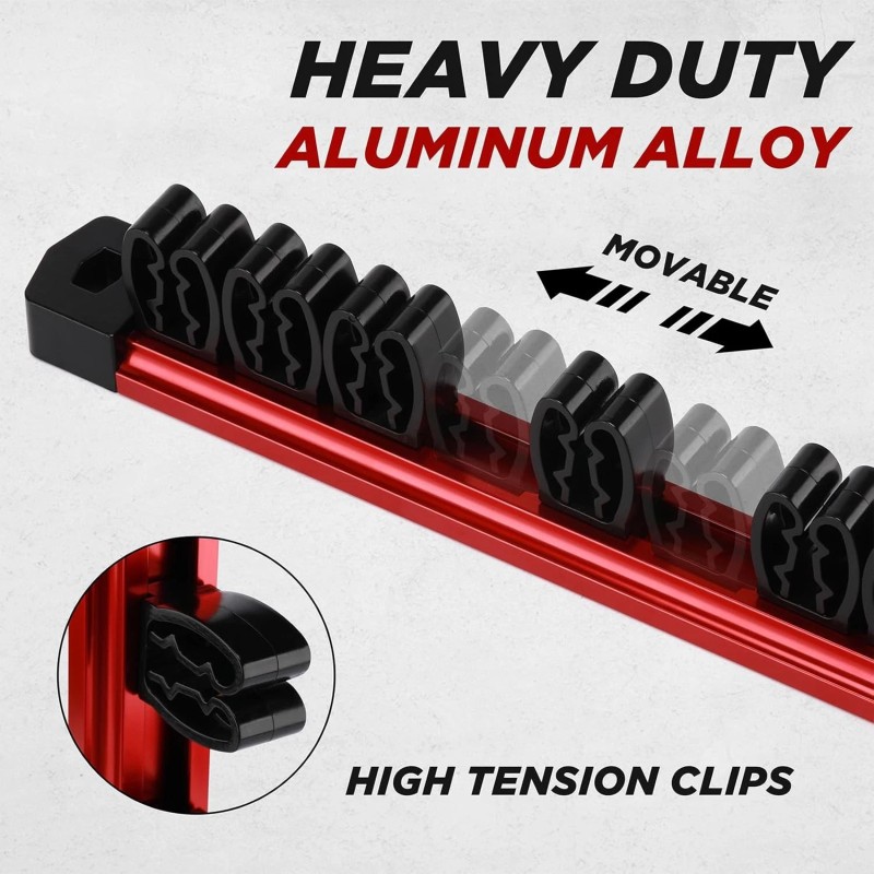 FOCUS AUTO TOOLS Magnetic Screwdriver Wrench Organizer Aluminum Rail Magnetic