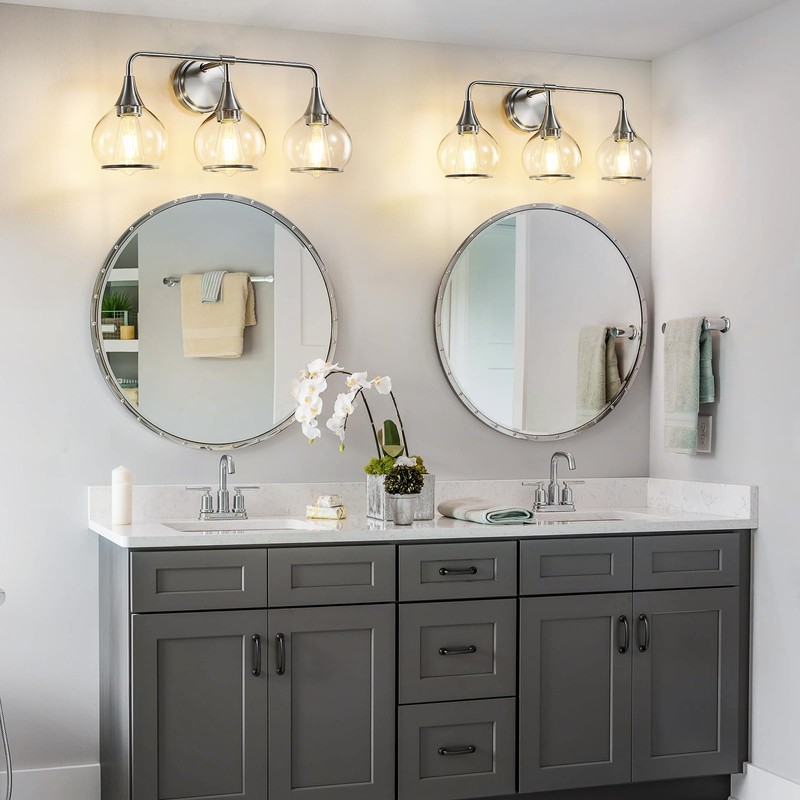 HAHZT Brushed Nickel Bathroom Vanity Light 3 Lights Bathroom Light
