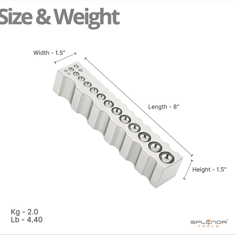 Splenor Tools Steel 8" Multi Purpose Swage Forming Block -