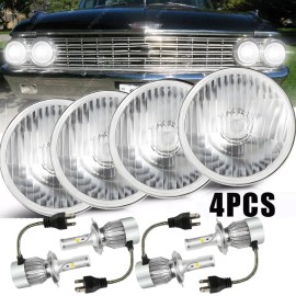 Bricologht 4x 5.75" 5-3/4" GLASS LED Headlights High-Low Beam For Ford Galaxie 500 1962-74