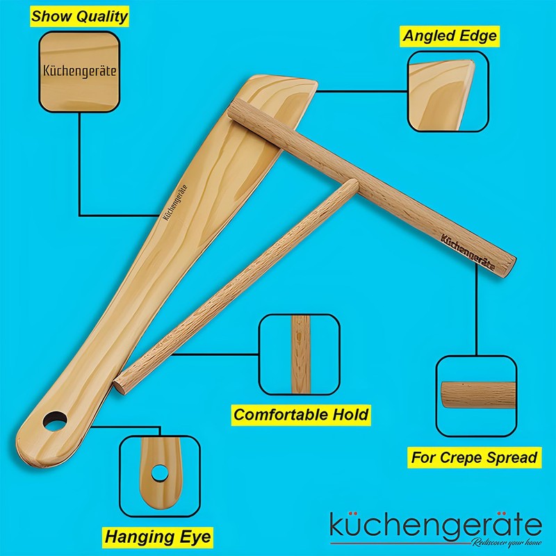 Kuchengerate 3.5 inc Crepe Spreader and 12 inc Wooden Spatula