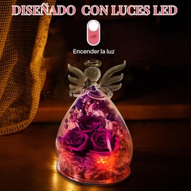 Lukovee Flores Rosa Eterna de Ángel Regalos, Collar I Love You en 100 Idiomas Regalos para Mujer Mama, Regalo para San Valentín, Flores Rosas Preservadas con Vidrio para Esposa, Novia, Prometida