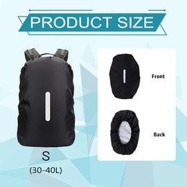 Waterproof Black Backpack Rain Cover M Size 30–40L Reflective Backpack Cover Rucksack Rain Cover, Waterproof Rucksack Cover with Night Safety Strip, Foldable Backpack Cover for Outdoor Hiking Cycling