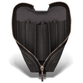 Leather Workshop Innoshima Pen Case, Pencil Case, Roll Pen Case, Genuine Leather, Pack of 5, Black, retro