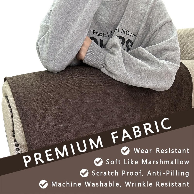 NOYOURS Couch Arm Covers, Anti-Slip Sofa Armrest Cover for Recliner,