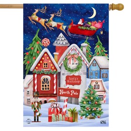 Briarwood Lane North Pole Magic Christmas House Flag Santa Sleigh Reindeer 28" x 40"