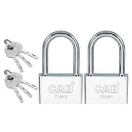 PATIKIL Keyed Padlock 68mm (2-11/16"), 2 Pcs Keyed Different Locks Stainless Steel Pin Tumbler Padlocks Long Shackle with Keys for Indoor Outdoor Doors, Silver